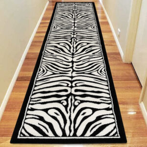 Zebra Print Modern Hallway Floor Runner Rug