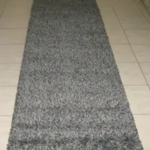 Modern Grey Plain Shaggy Hall Runner Rug