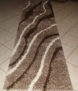 Shaggy Beige hallway Runner Rug